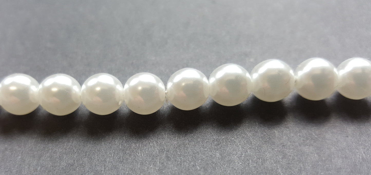 String of Czech glass imitation white pearls, ideal for Elizabethan and other Tudor reenactment or historical dress, available in three sizes