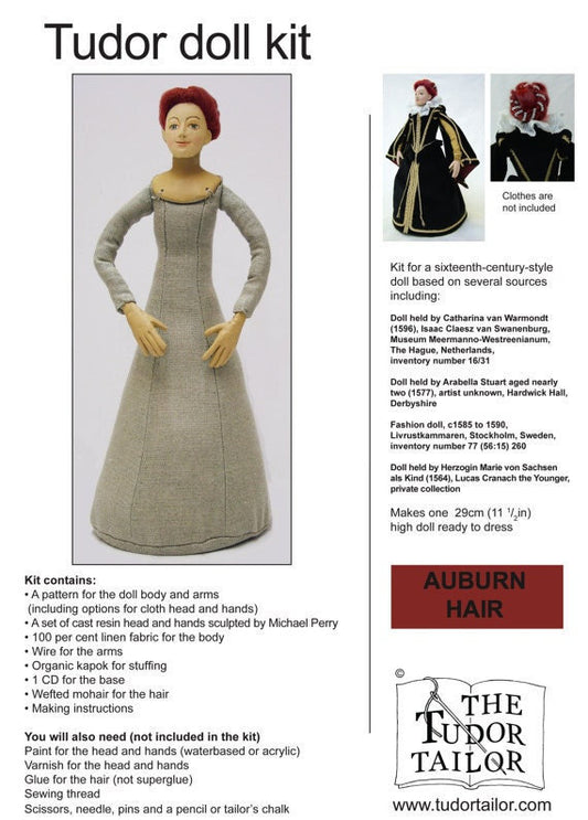 Kit for a Tudor style woman doll with auburn or red hair