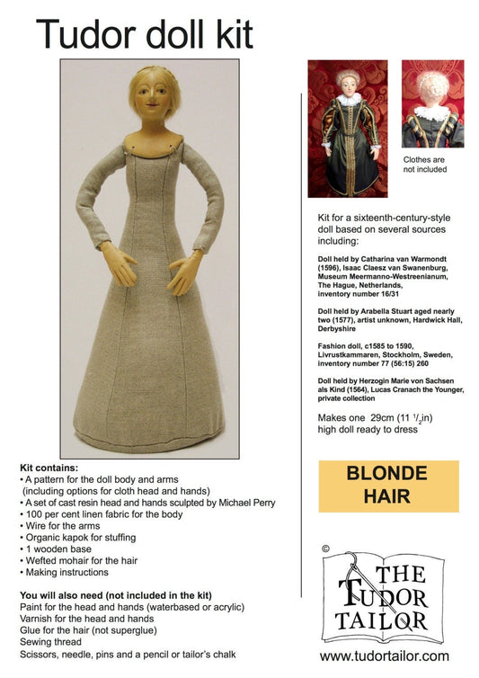 Kit for a Tudor style woman doll with blonde hair, Tudor Tailor exclusive