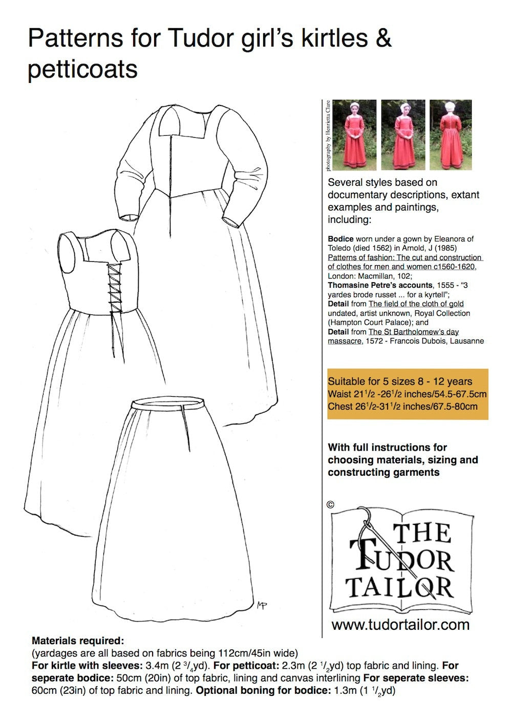 Pattern for Tudor girl's kirtle & petticoat with variations – The Tudor ...