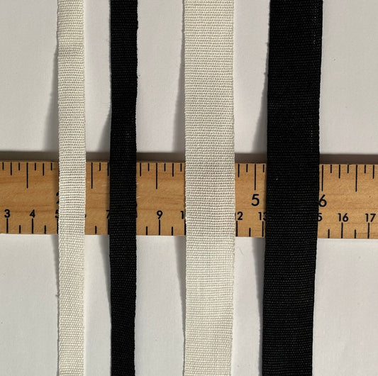 White or black 100% linen tape for Renaissance or Elizabethan reenactment in two widths 3/8in or 3/4in (10mm or 18mm wide) - sold by the half yard