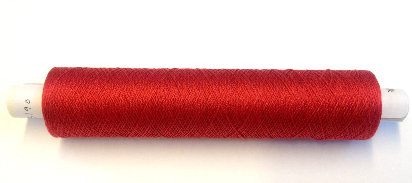 Bright red Tudor style silk thread for Renaissance or Elizabethan reenactment or embroidery