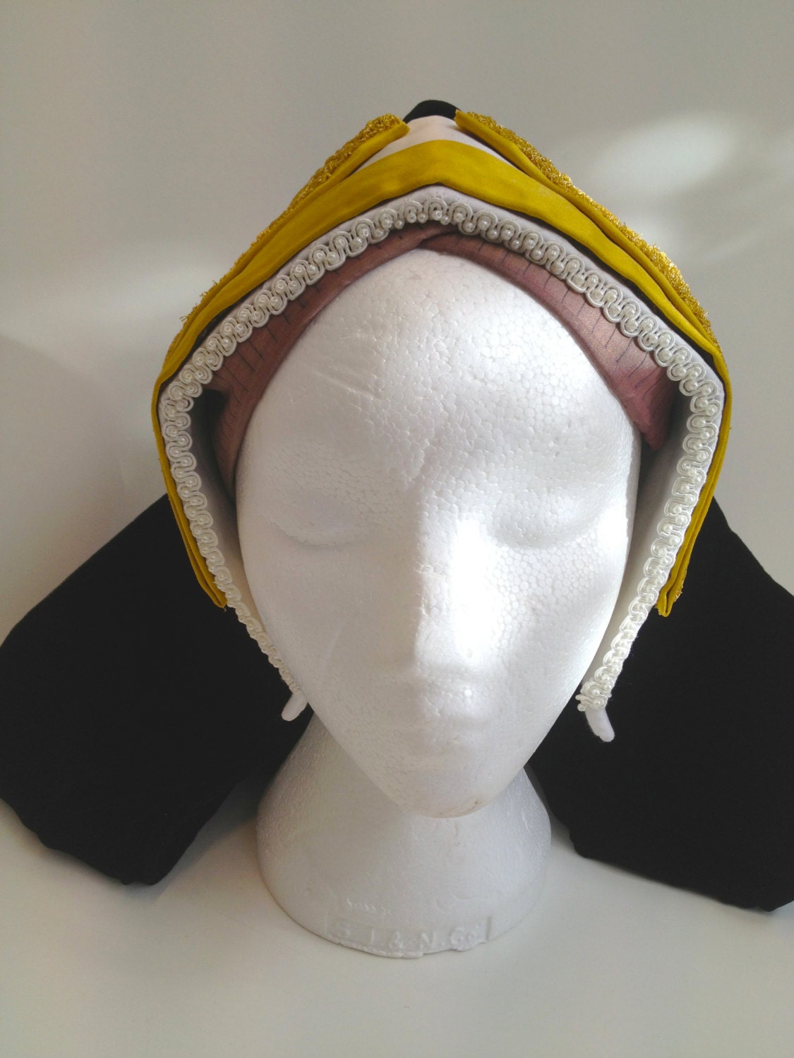 Pattern for Henrician lady’s bonnet & frontlet, nowadays called a gable, kennel, pediment or English hood